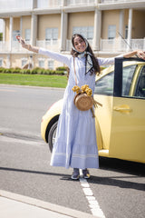 LOLA STRIPE LACE MAXI DRESS