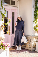 NAVY HEART COLLAR TEE