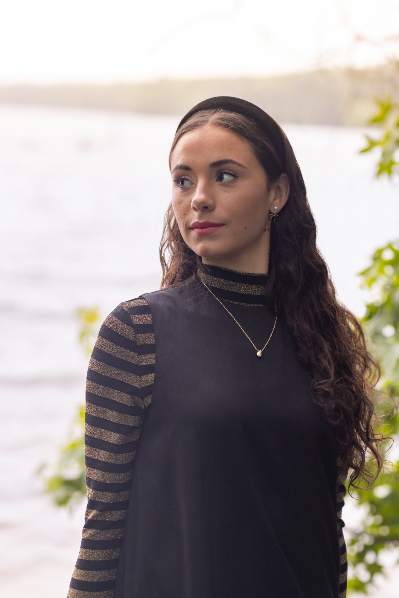 ARIA MOCKNECK BLACK AND GOLD STRIPE