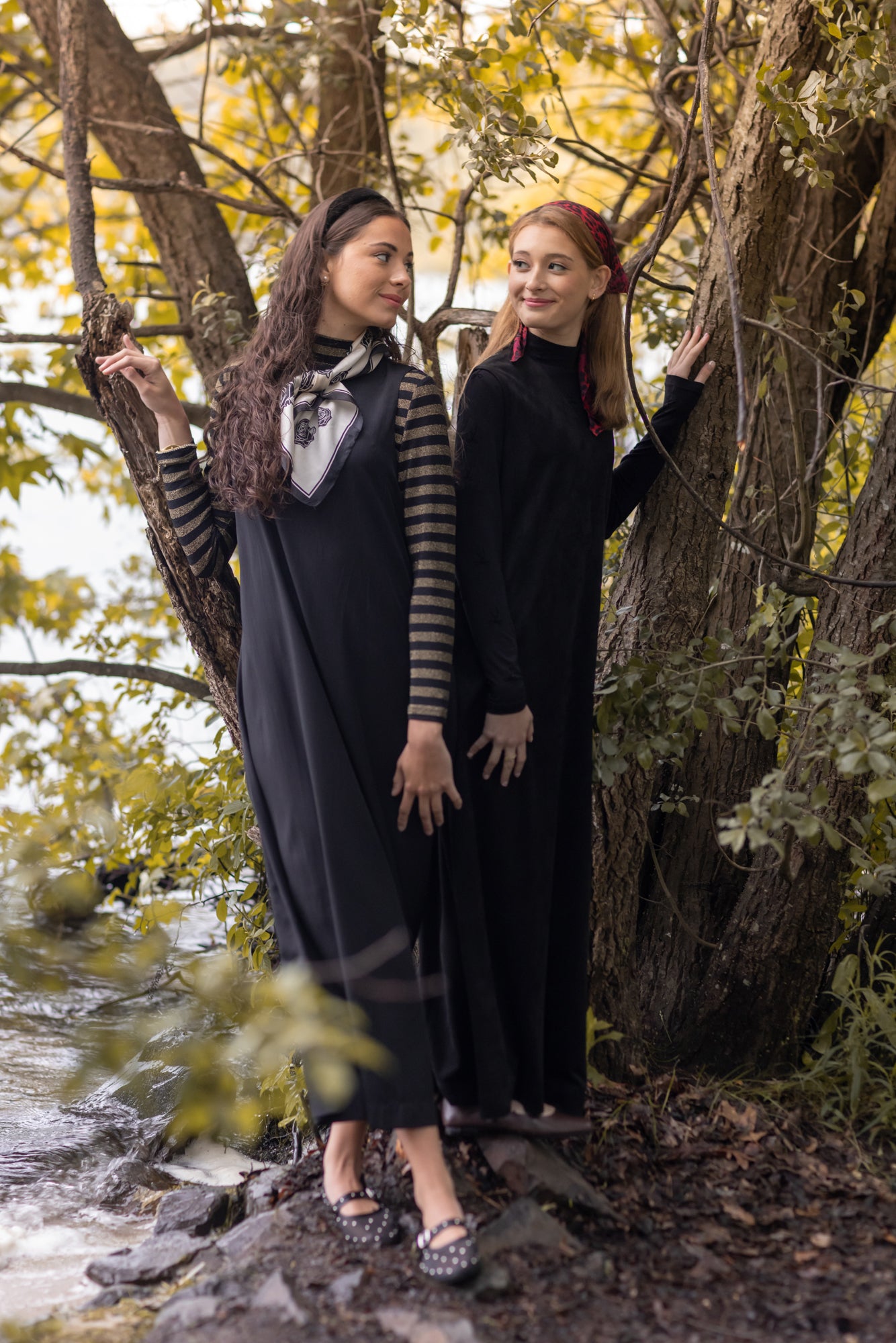 ARIA MOCKNECK BLACK AND GOLD STRIPE