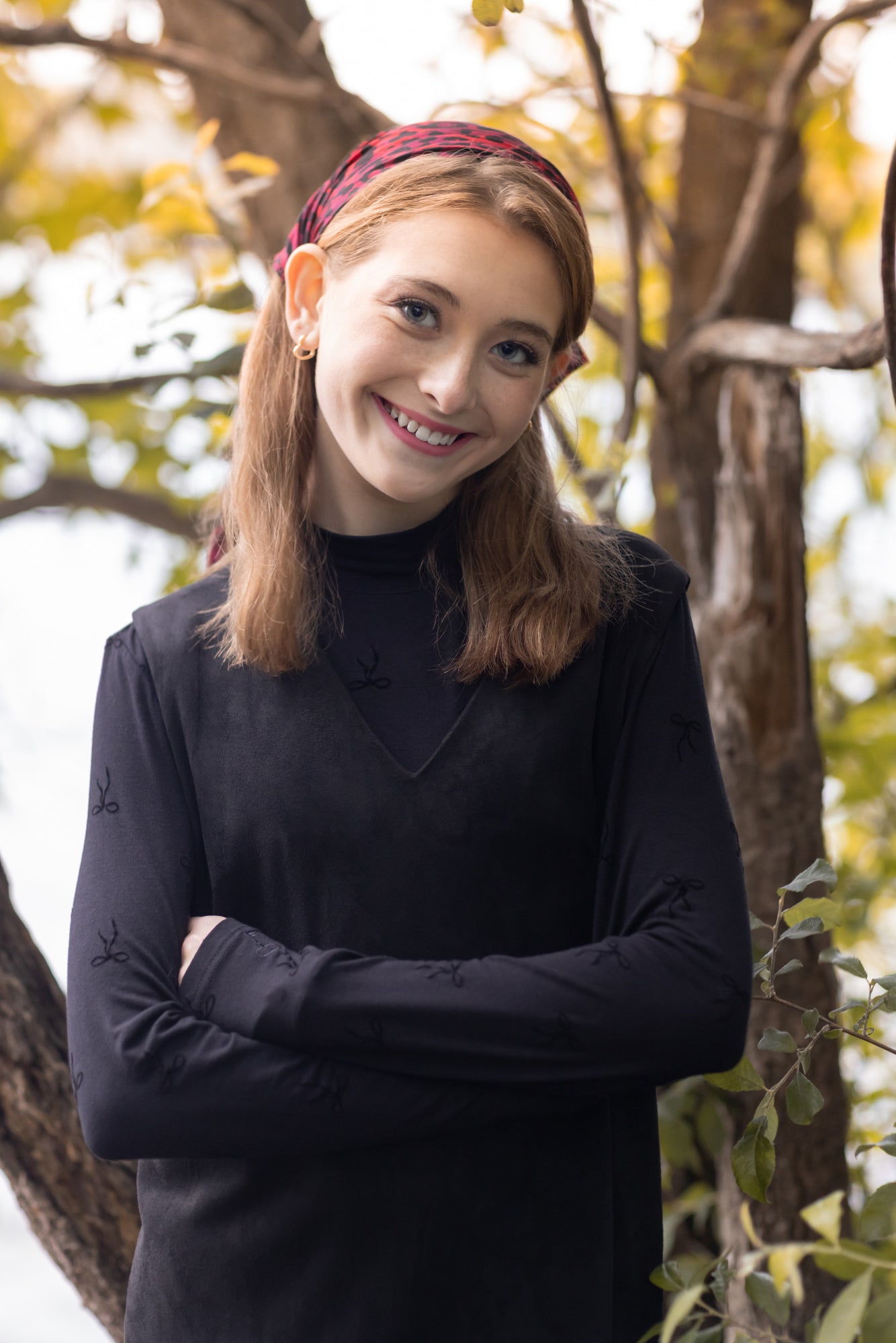 ARIA MOCKNECK BLACK ON BLACK FLOCKING WITH BOWS