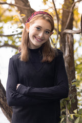 ARIA MOCKNECK BLACK ON BLACK FLOCKING WITH BOWS