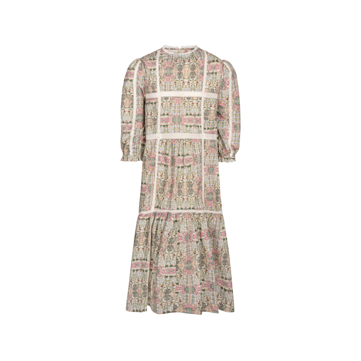 Multicolor Print Lace Maxi Dress