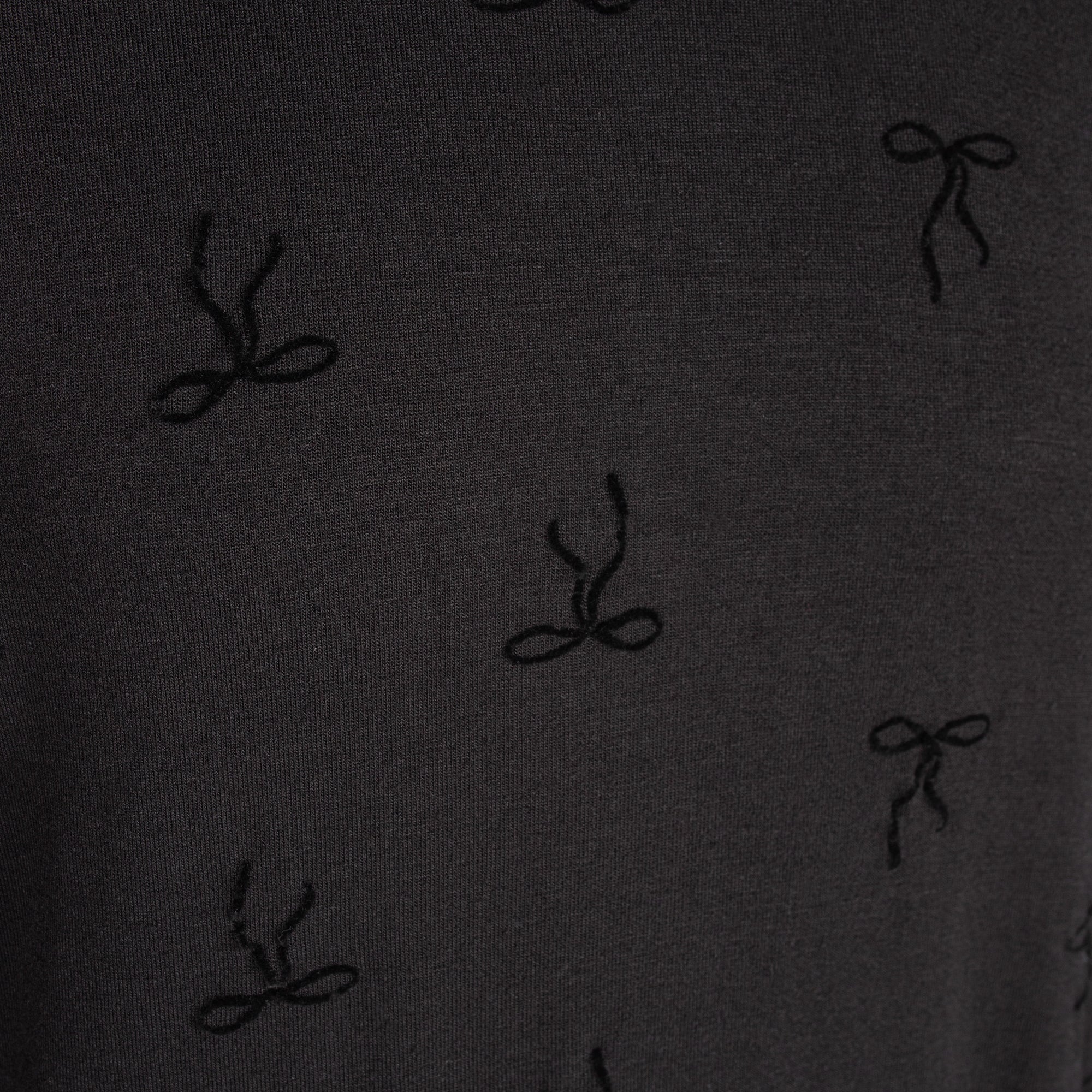 ARIA MOCKNECK BLACK ON BLACK FLOCKING WITH BOWS