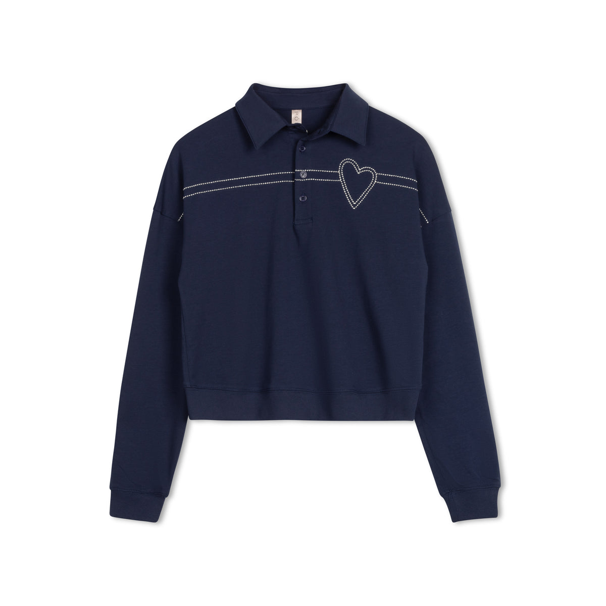 NAVY HEART COLLAR TEE