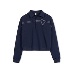 NAVY HEART COLLAR TEE