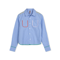 PINSTRIPE COLORBLOCK SHIRT
